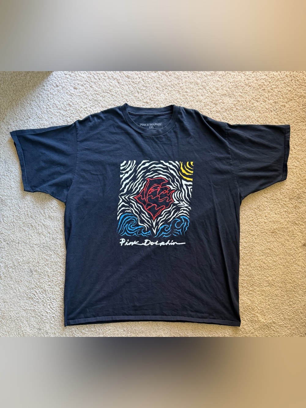 Pink Dolphin Van Gogh Starry Night Wave Graphic Tee / Size 2XL